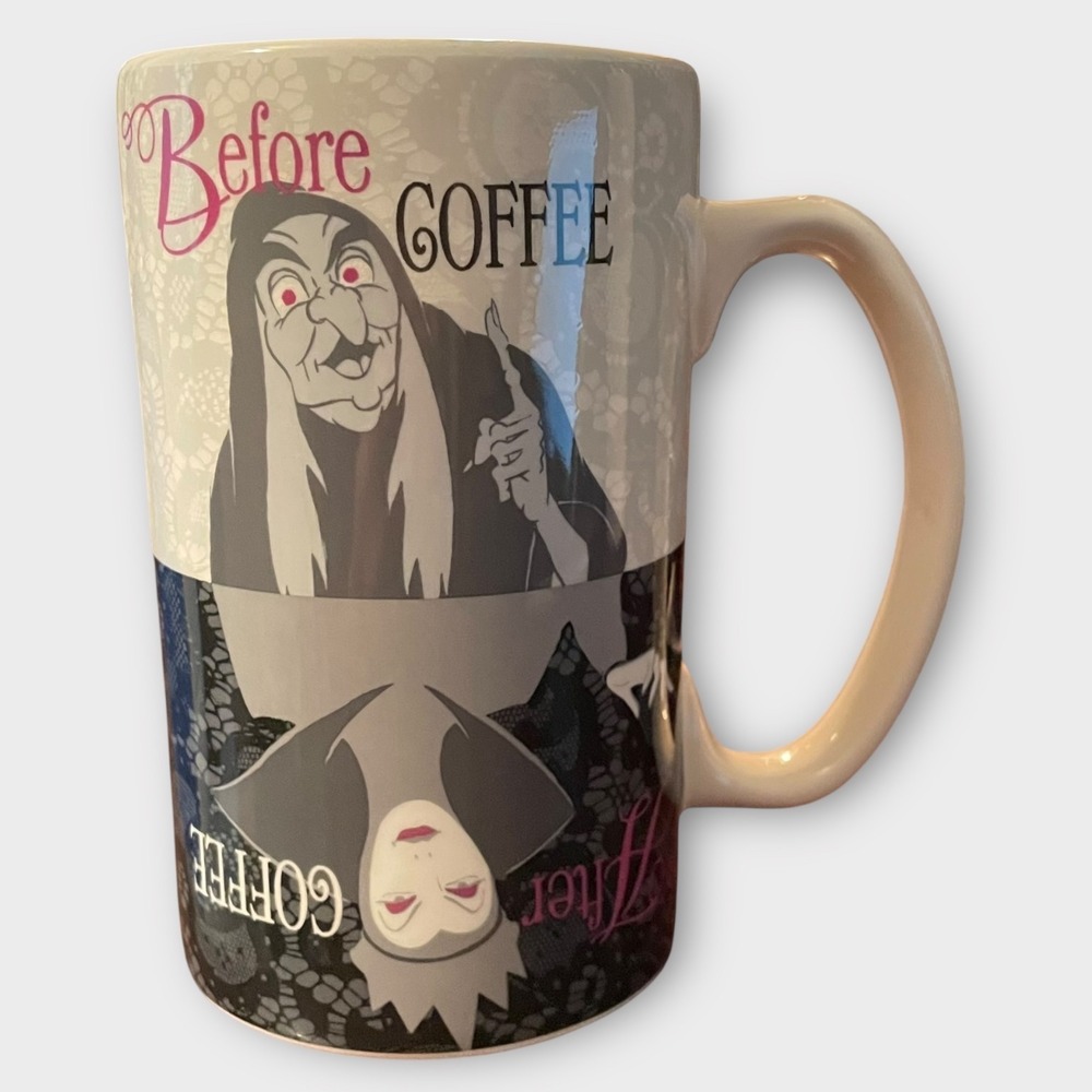Disney Evil Queen Witch Coffee Mug‎ Before After Snow White Villain Double Sided